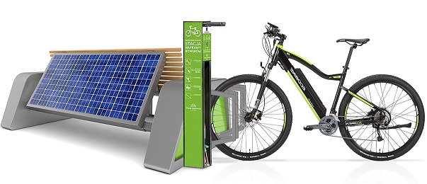 STACJA i STOJAK stacja naprawcza solarna ławka